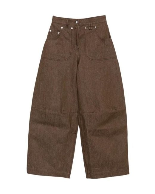 Simone Rocha Brown Wide-Leg Casual Trousers