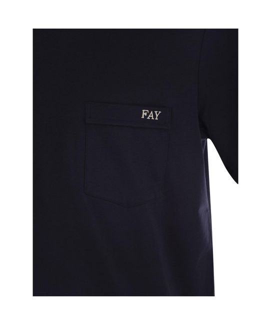 Fay Blue Pocket Crew Neck T-Shirt for men