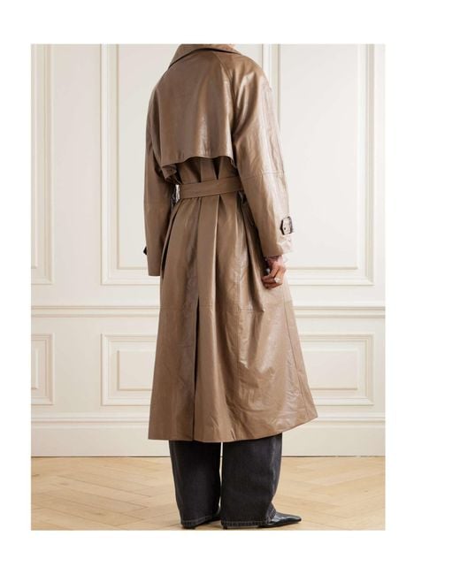 Brunello Cucinelli Brown Belted Leather Trench Coat