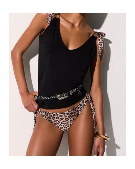 Liu Jo Black Top With Animal-Print Bows