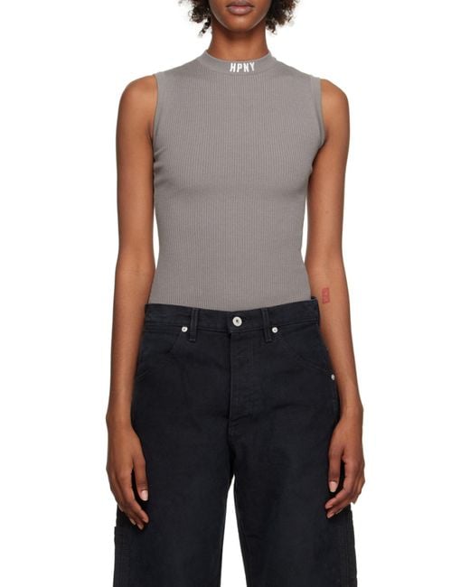 Heron Preston Gray Logo-Embroidered Bodysuit