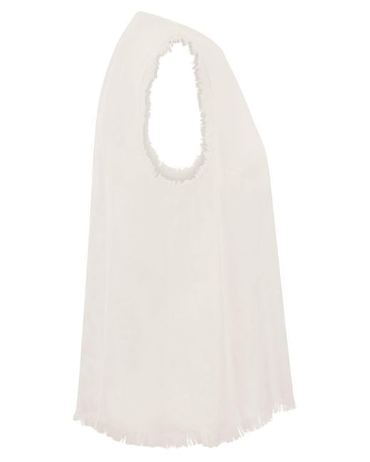 Antonelli White Linen Sleeveless Jumper
