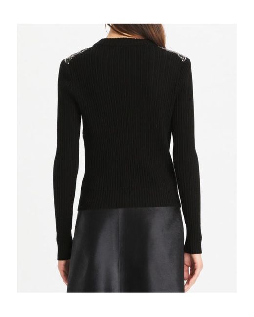 Tory Burch Black Wool Cardigan With Front