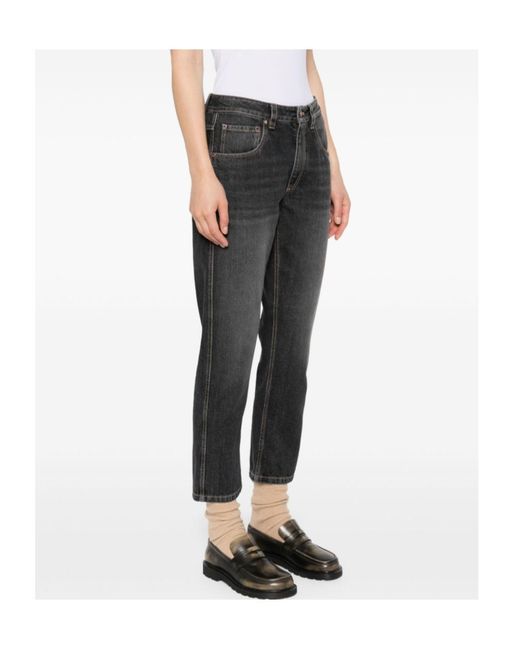 Brunello Cucinelli Black Straight-Leg Jeans