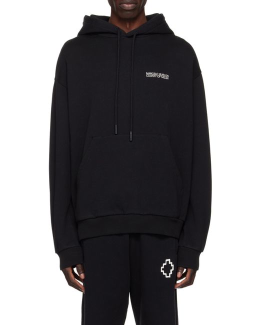 Marcelo Burlon Black County Of Milan Logo Printed Drawstring Hoodie for men