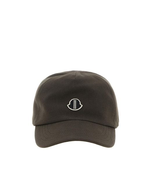 Moncler Black Moncler Rick Owens Logo Embroidered Baseball Cap for men