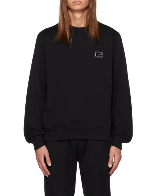 Dolce & Gabbana Black Logo Plaque Crewneck Sweatshirt for men