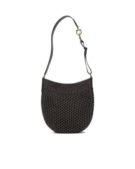 Ferragamo Black 'Hobo Smile' Small Shoulder Bag