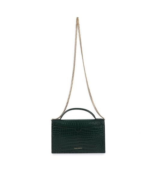 McQueen Green Top Handle Skull Bag