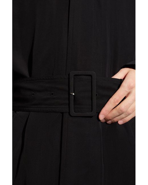 Balenciaga Black Belted Mid-Length Trench Coat for men