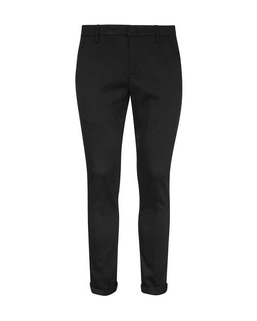 Dondup Black Turn-Up Hem Trousers for men