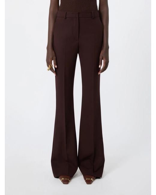 Sportmax Brown Pressed-Crease Flared Trousers