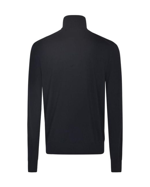 Dolce & Gabbana Blue Logo Engraved Roll-Neck Jumper for men