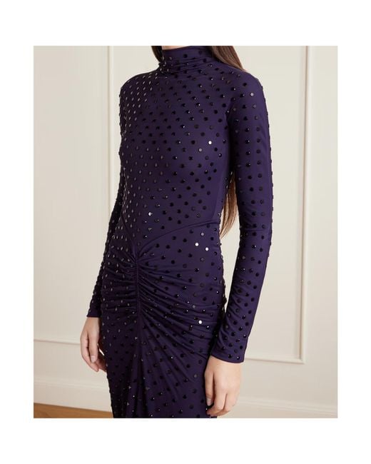 Alaïa Blue Crystal-Embellished Knitted Midi Dress