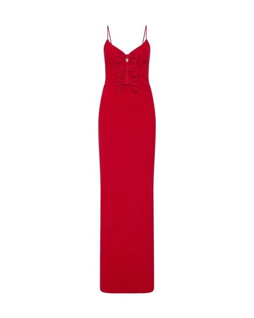 Rebecca Vallance Red Precious Bow-Embellished Cutout Gown