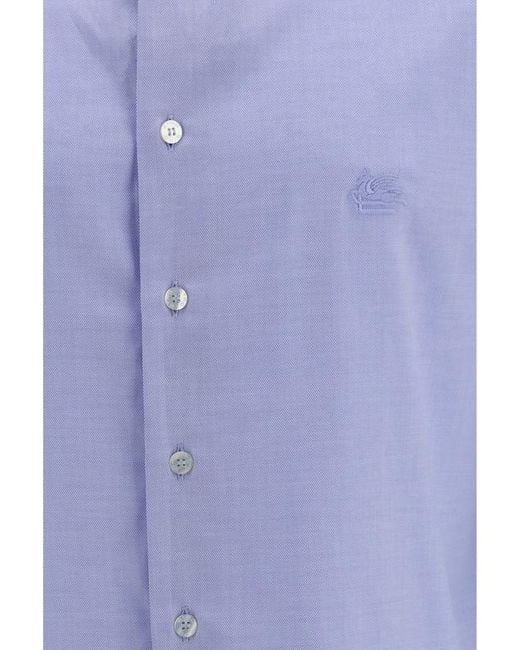 Etro Blue Long-Sleeved Shirt for men
