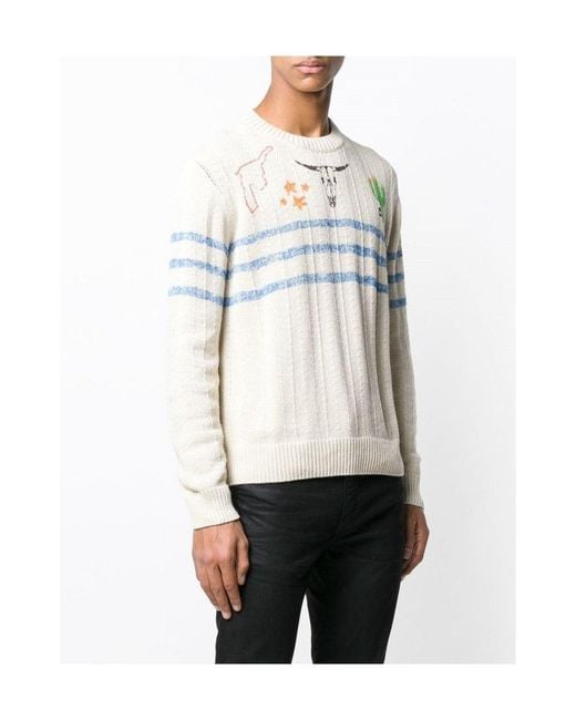 Saint Laurent White Arizona Knit Sweater for men