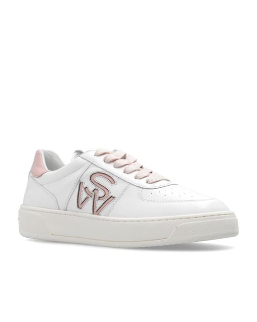Stuart Weitzman White Lace-Up Low-Cut Casual Shoes