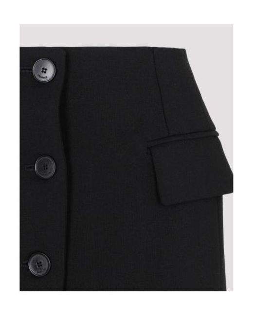Lanvin Black Button-Detailed Tailored Mini Skirt