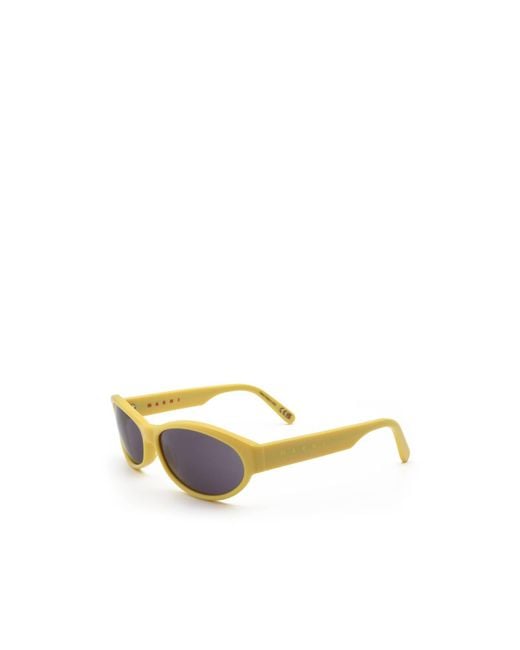 Marni White Geometric Frame Sunglasses for men