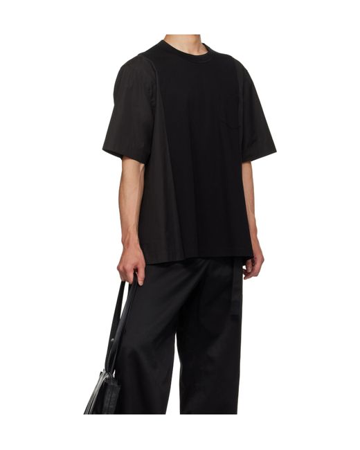 Sacai Black Crew Neck Short Sleeve T-Shirt for men