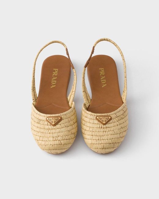 Prada Natural Crochet Slingback Ballerinas