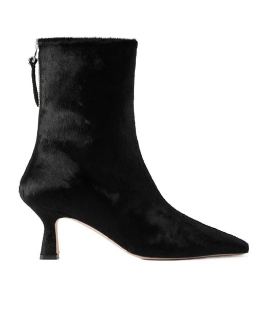 Aeyde Black Elina Pony Hair Ankle Boots