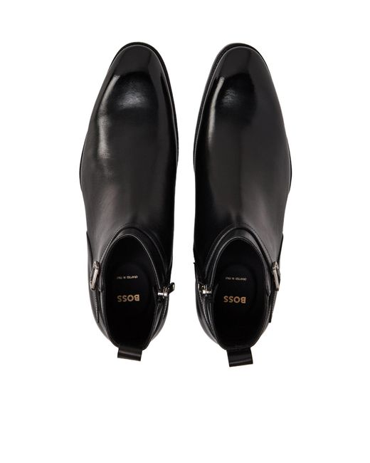 Boss Black Polishedleather Jodhpur Boots for men