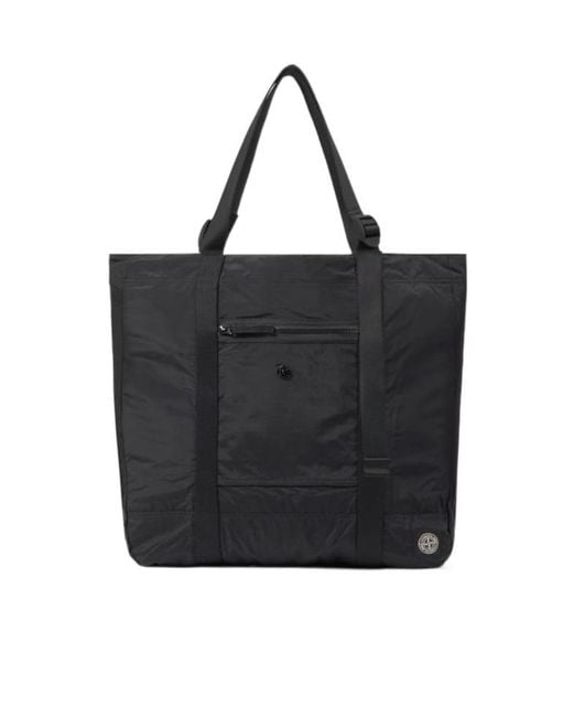 Stone Island Black Logo Detail Top Handle Bag for men
