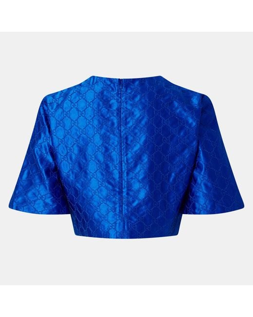 Gucci Blue Plaid Blouse