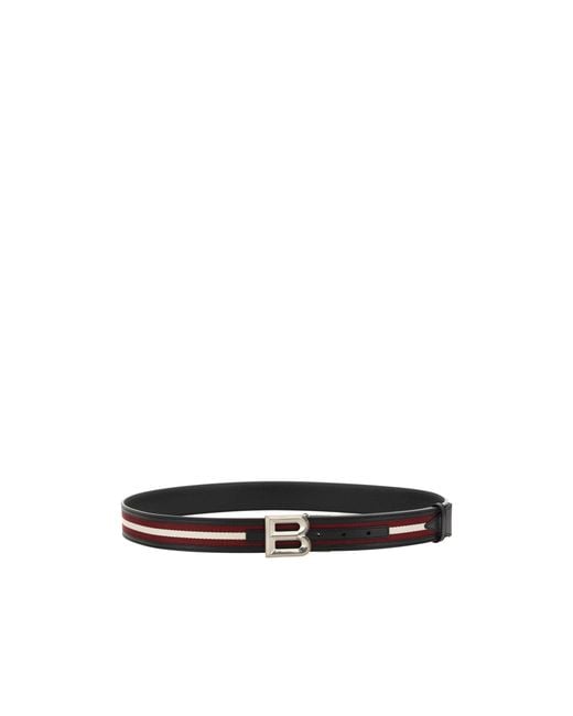 Bally White Logo-Buckle Stripe-Detailed Belt for men