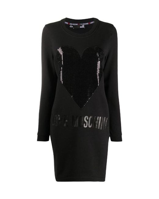 Moschino Black A Sequined Heart-Shaped Dress