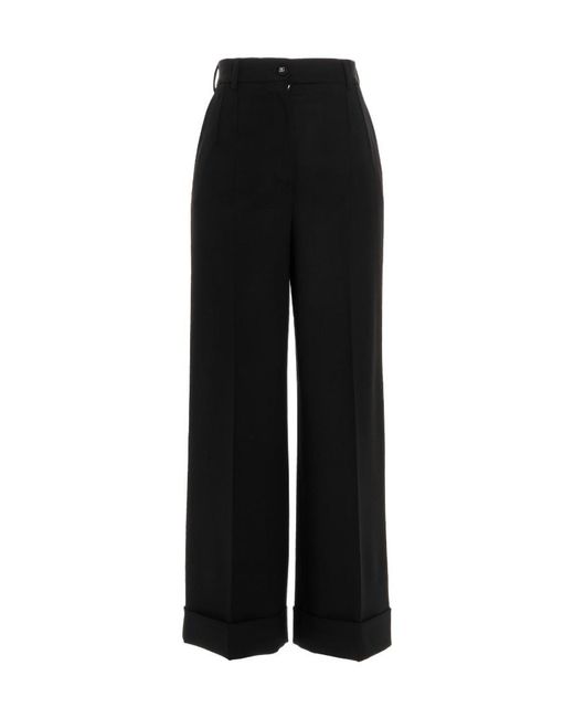 Dolce & Gabbana Black High-Waisted Cropped Trousers
