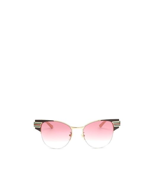 Gucci Pink Cat's Eye Embossed Logo Sunglasses