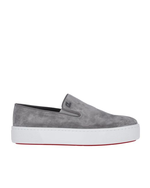 Christian Louboutin Gray Round Toe Casual Shoes for men