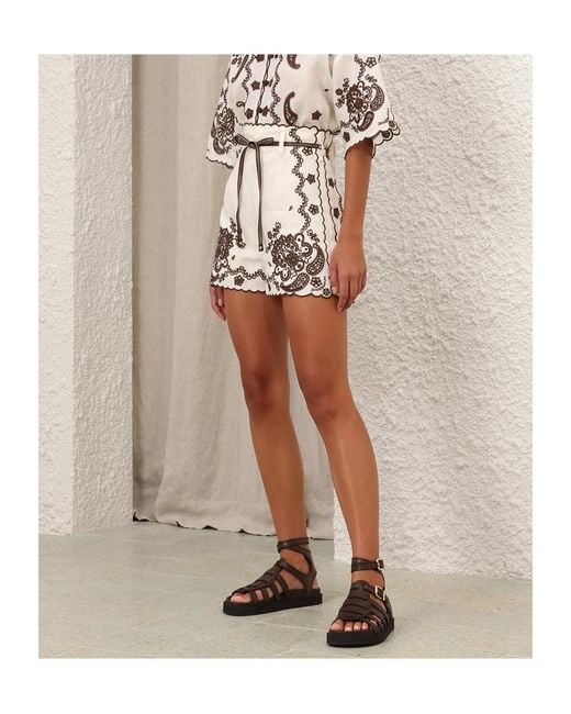 Zimmermann Natural Ascension Belted Shorts
