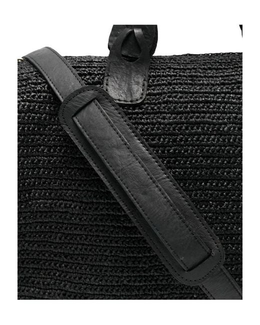 IBELIV Black Woven Tag-Detail Tote Bag