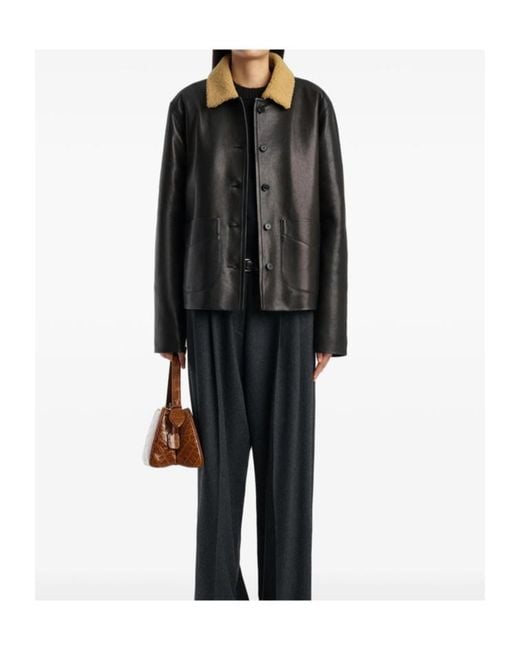 Khaite Black Long-Sleeve Leather Jacket