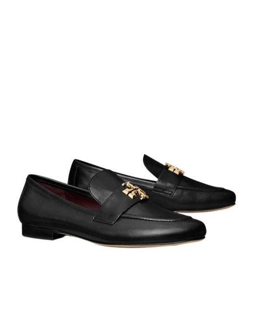 Tory Burch Black Eleanor Logo Plaque Loafers