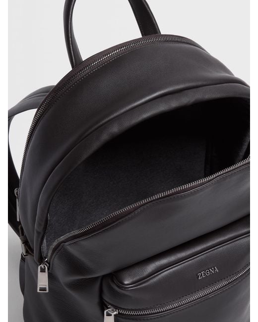 Zegna Black Logo Lettering Secondskin Backpack for men