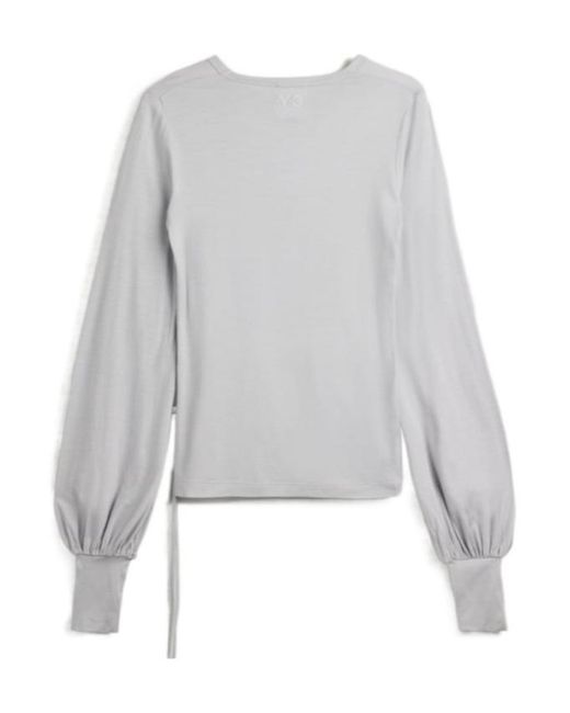 Y-3 Gray Balloon-Sleeve Top