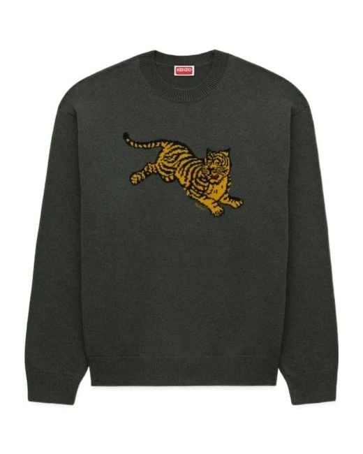 KENZO Green Jumping Tiger' Embroidered Jumper for men