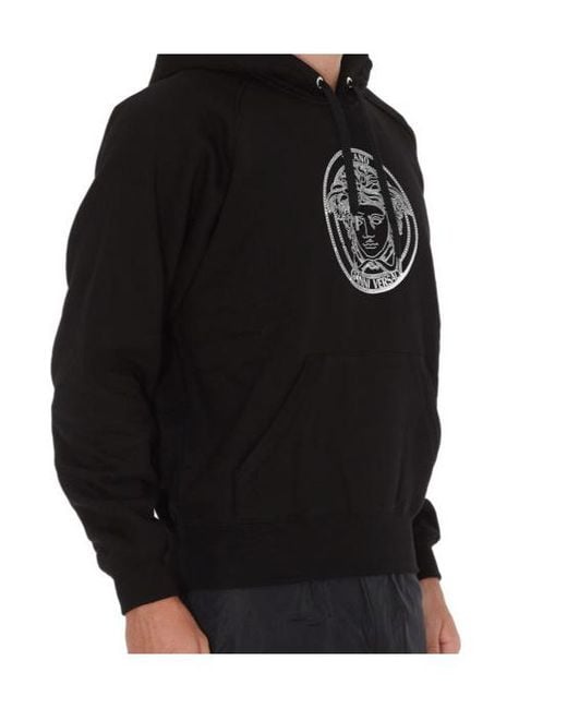 Versace Black Logo-Print Hoodie for men