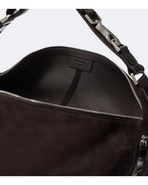 Lemaire Black Quiver Clip Large Suede Shoulder Bag for men