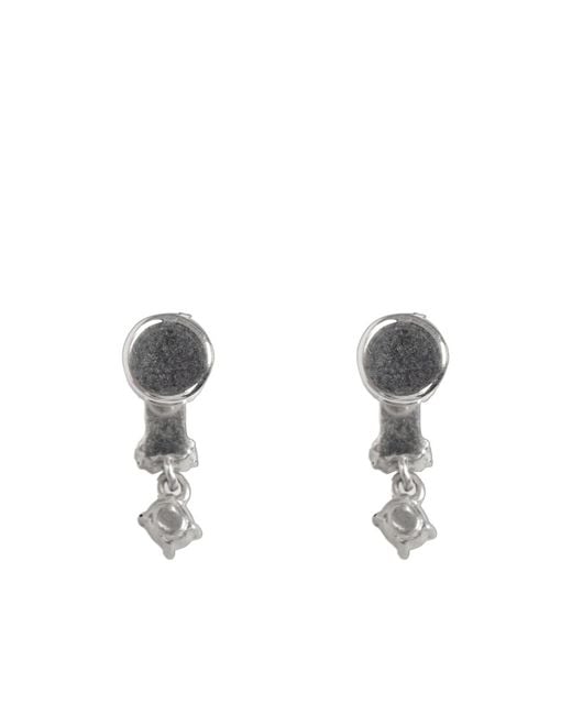 Jil Sander White Earrings With A Shimmering Crystal