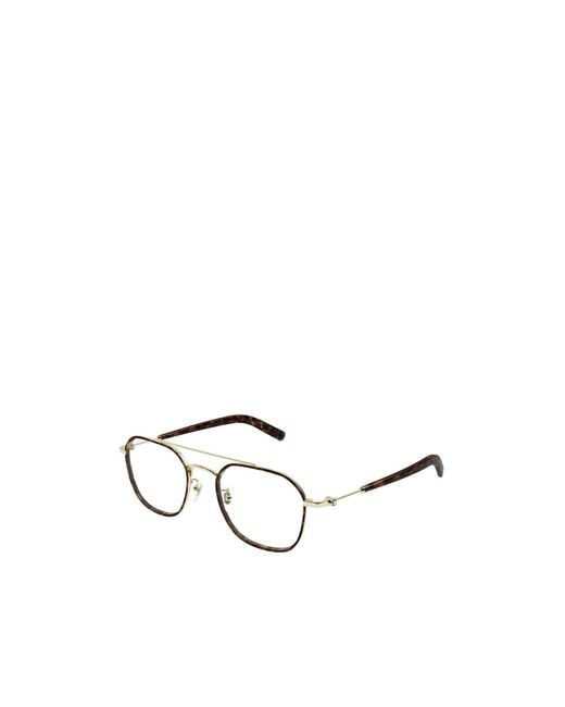 Montblanc White Eyewear Round Frame Glasses for men