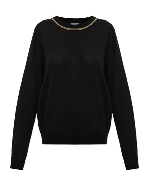 Paul Smith Black Stripe-Trim Crew Neck Knitted Sweater