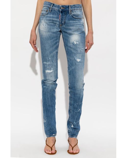 DSquared² Blue Super Skinny Distressed Jeans
