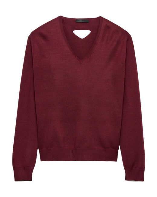 v*v様 【PRADA】V-neck knit sweater Navy V-neck wool sweater | PRADA