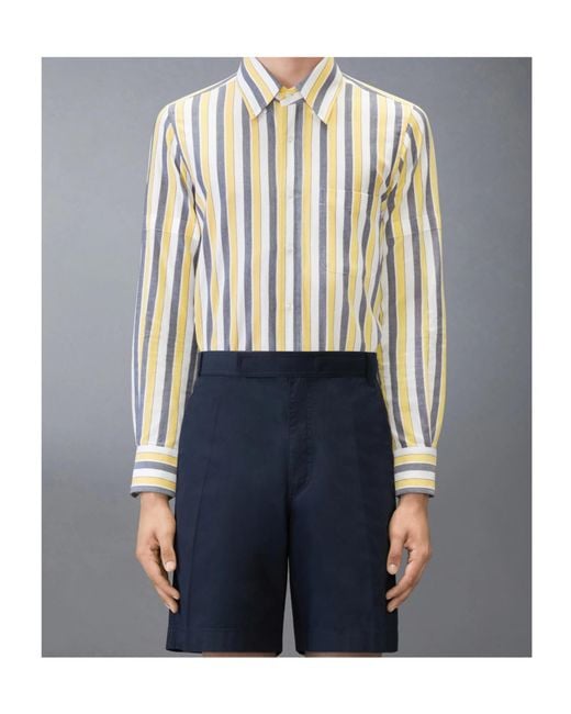 Thom Browne White Striped Button-Down Shirt for men